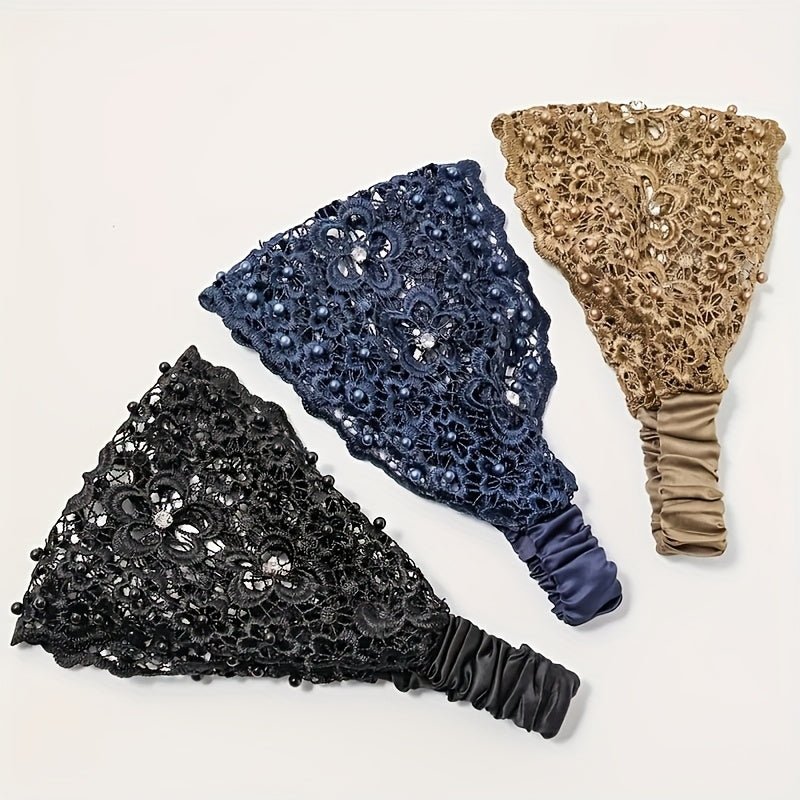 3pcs Ladies Crochet Flower Artificial Hollow Fashion Hair Accessories Headband, Elegant Ladies - Fashion Hair Accessories, Perfect for Casual Wear - Buy That Thang