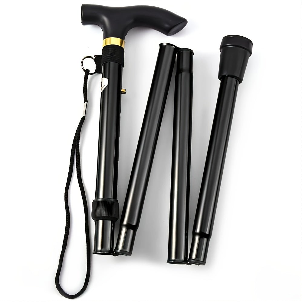 4 - section Ultra Lightweight Adjustable Folding Cane with Rubber Head - A Telescopic Hiking And Mountaineering Stick for The Elderly And Teenagers, Aluminum Alloy Design, Hiking Accessories Cane - Buy That Thang
