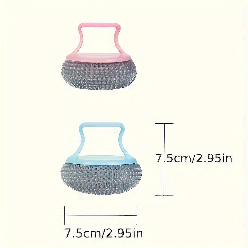 1pc Stainless Steel Cleaning Brush - Ergonomic Handle, Reusable Scrubbing Ball for Cookware, Kitchen, Bathroom, Floor and Outdoor Use, Durable Plastic and Metal Bristles, No Electricity Required, Multifunctional Scrubbing Bal - Buy That Thang
