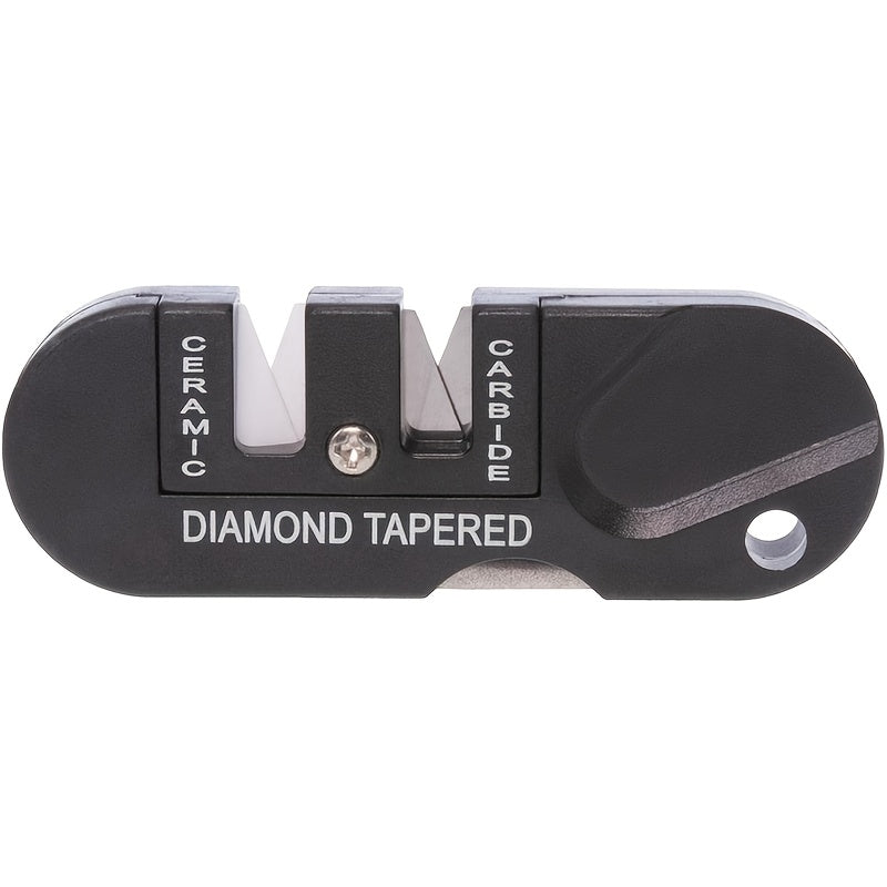 [Multi-Tool Knife Sharpener] 4-in-1 Multi-Tool Outdoor Knife Sharpener & Sharpening Tool | Lightweight Stainless Steel Clip-On Design, Ambidextrous, for Camping, Hiking, Fishing, DIY Projects, Camping Accessories, Sleek Metal