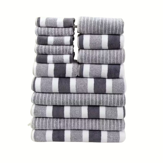 15pcs Coral Fleece Towel Set, Including 5 Face Towels, 5 Hand Towels And 5 Bath Towels, Comfortable Absorbent And Quick Drying Bath Towels, Suitable For Hotels, Sports, Travel, Fitness, Yoga, Ideal Bathroom Supplies, Wash Clo