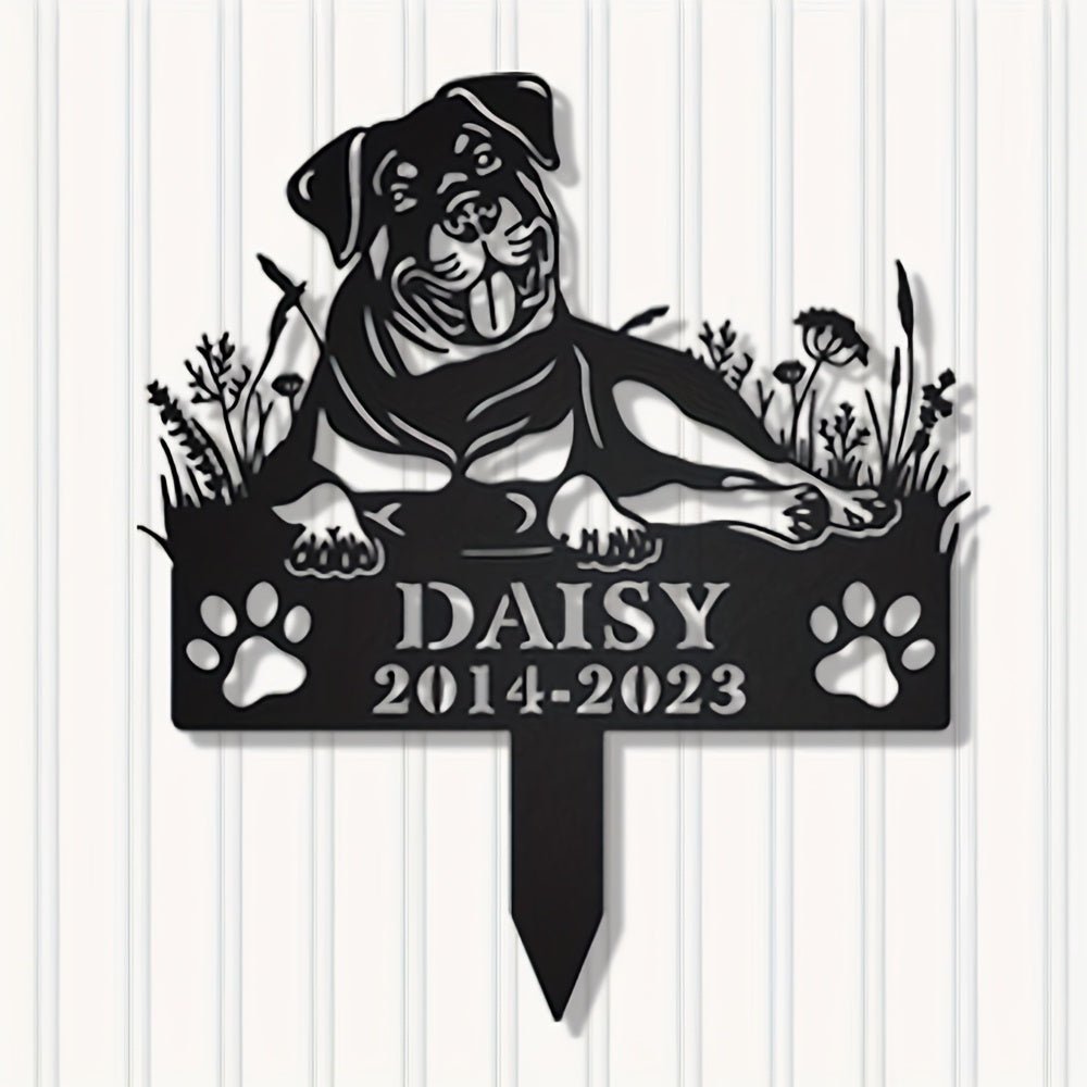 1pc Customizable Pet Memorial Garden Stake, Metal Dog Tribute Sign for Outdoor Funeral, Durable Iron Art Grave Marker, Uncharged, with Personalized Name & Year, for Golden Retriever, Labrador, Shepherd, Poodle, Dachshund, Bea - Buy That Thang