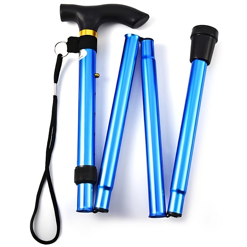 4 - section Ultra Lightweight Adjustable Folding Cane with Rubber Head - A Telescopic Hiking And Mountaineering Stick for The Elderly And Teenagers, Aluminum Alloy Design, Hiking Accessories Cane - Buy That Thang