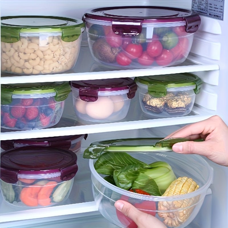 3/4pcs Large Capacity Plastic Refrigerator Storage Boxes - Keeps Fruit, Vegetable, Meat, Egg, Dumpling Fresh - Air - tight, Fresh - keeping, Easy - to - Clean, Stackable, Space - saving Kitchen Food Containers - Buy That Thang