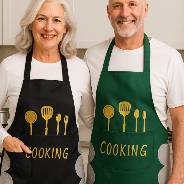 2pcs, Black And Green Polyester Apron, Simple Apron, Thickened Waist Apron, Stylish Household Kitchen Household Work Clothes, Kitchen Supplies, Printed Apron - Mother's Day Gift