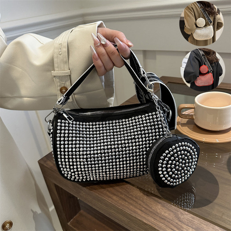 Rhinestone Shoulder Bag With Small Purse Fashion  Crossbody Bag For Women  Designer Bags