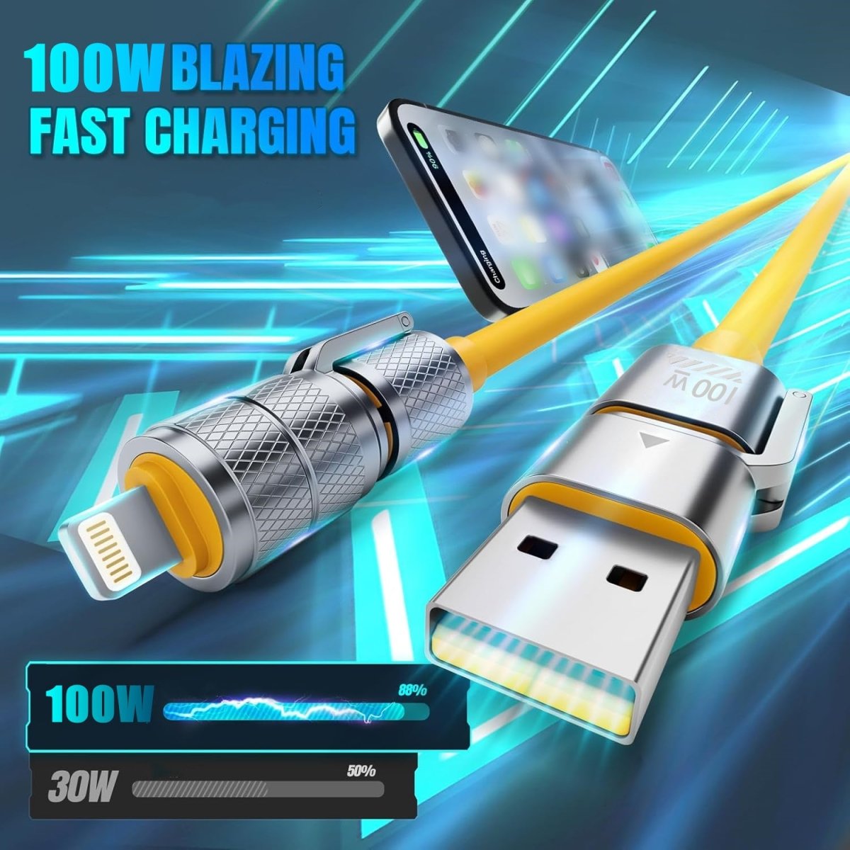 USB C to USB C, 100W 4in 1 Charging Cable, Chubby Type C/A to C/Lightning Cable for iPhone 16 15 14 13 12 11 8 7 Series/MacBook/iPad/Samsung/HUAWEI/Xiaomi, Multi Chargers for All Devices - Buy That Thang