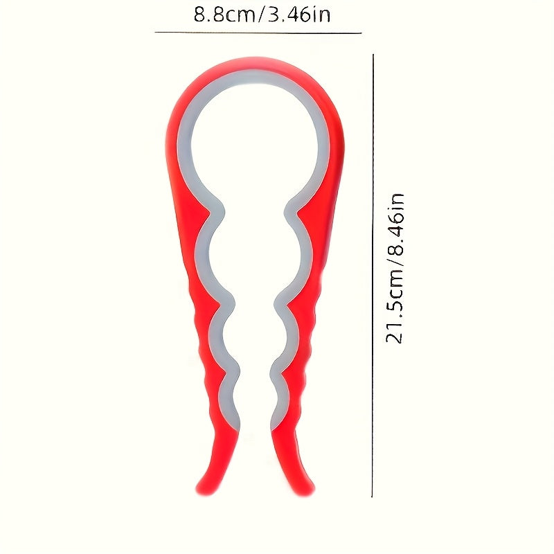 [4-in-1 Can Opener] 4-in-1 Anti-Slip Can Opener with Ergonomic Silicone Handle | Manual Kitchen Tool for Cans, Jars & Jam Lids | Durable Plastic, 4 Colors (Yellow, Blue, Orange, Red)