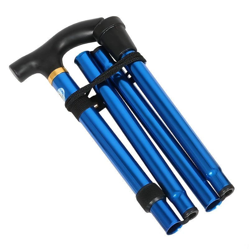 4 - section Ultra Lightweight Adjustable Folding Cane with Rubber Head - A Telescopic Hiking And Mountaineering Stick for The Elderly And Teenagers, Aluminum Alloy Design, Hiking Accessories Cane - Buy That Thang