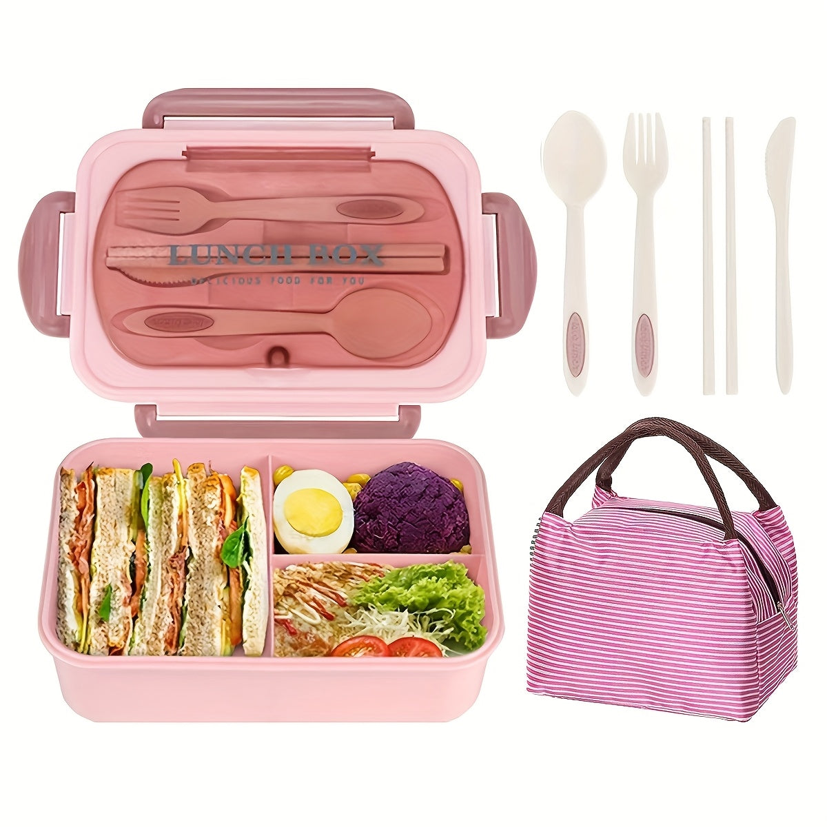 Adult Bento Boxes + Insulated Lunch Bag Set - 40.58oz Leak Proof Bento Box Set, Spacious 3 Compartment Lunch Box, Perfect for Office, School, Camping And Picnics - Kitchen Storage Solutions