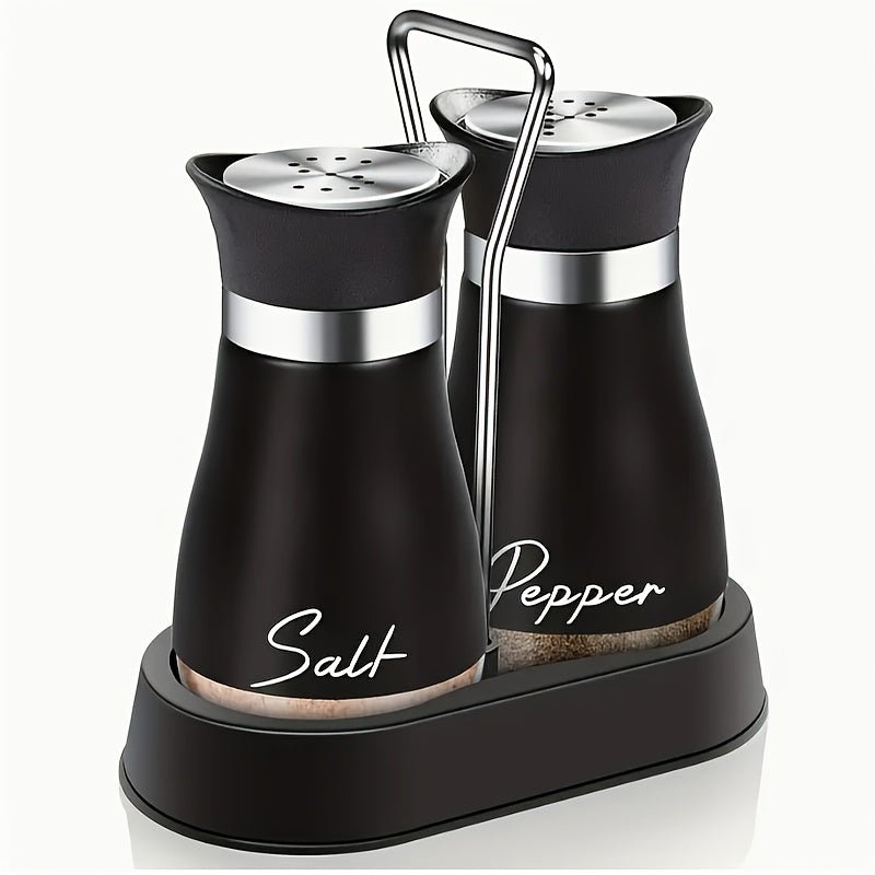 (1 Stand + 2 Bottles) A Set of Salt And Pepper Shakers, Shaker Bottles. Salt And Pepper Containers with a Glass Base, Featuring a Stable Stand, Suitable for Kitchen Tools, Cooking Tables, Rvs, Camping, Barbecues, And Seasonin - Buy That Thang