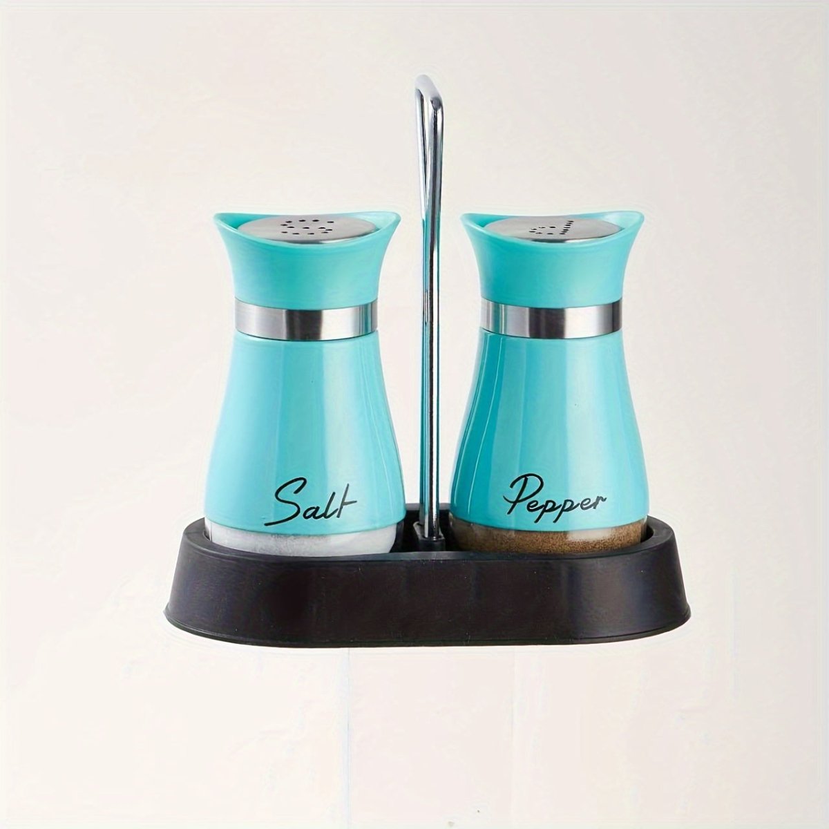 (1 Stand + 2 Bottles) A Set of Salt And Pepper Shakers, Shaker Bottles. Salt And Pepper Containers with a Glass Base, Featuring a Stable Stand, Suitable for Kitchen Tools, Cooking Tables, Rvs, Camping, Barbecues, And Seasonin - Buy That Thang