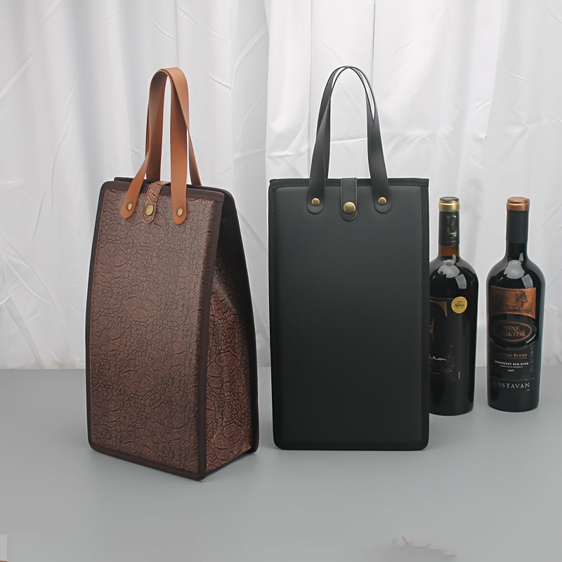 Wine Gift Packaging with Thickened Faux Leather & Sponge Layer - Heavy-Duty Wine Box Suitable for Wine Bottles, Elegant Wine Presentation, Wine Packaging