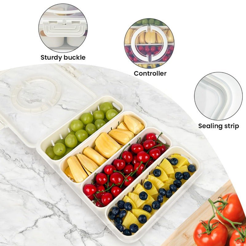 Fruit Storage Containers for Fridge Keep Fresh - Divided Serving Tray with Lid and Handle - Portable Picnic Parties Snackle Box Veggie Tray - Berry Candy Food Snack Organizer Travel, Compact Design, Easy to Clean, Leakproof C - Buy That Thang