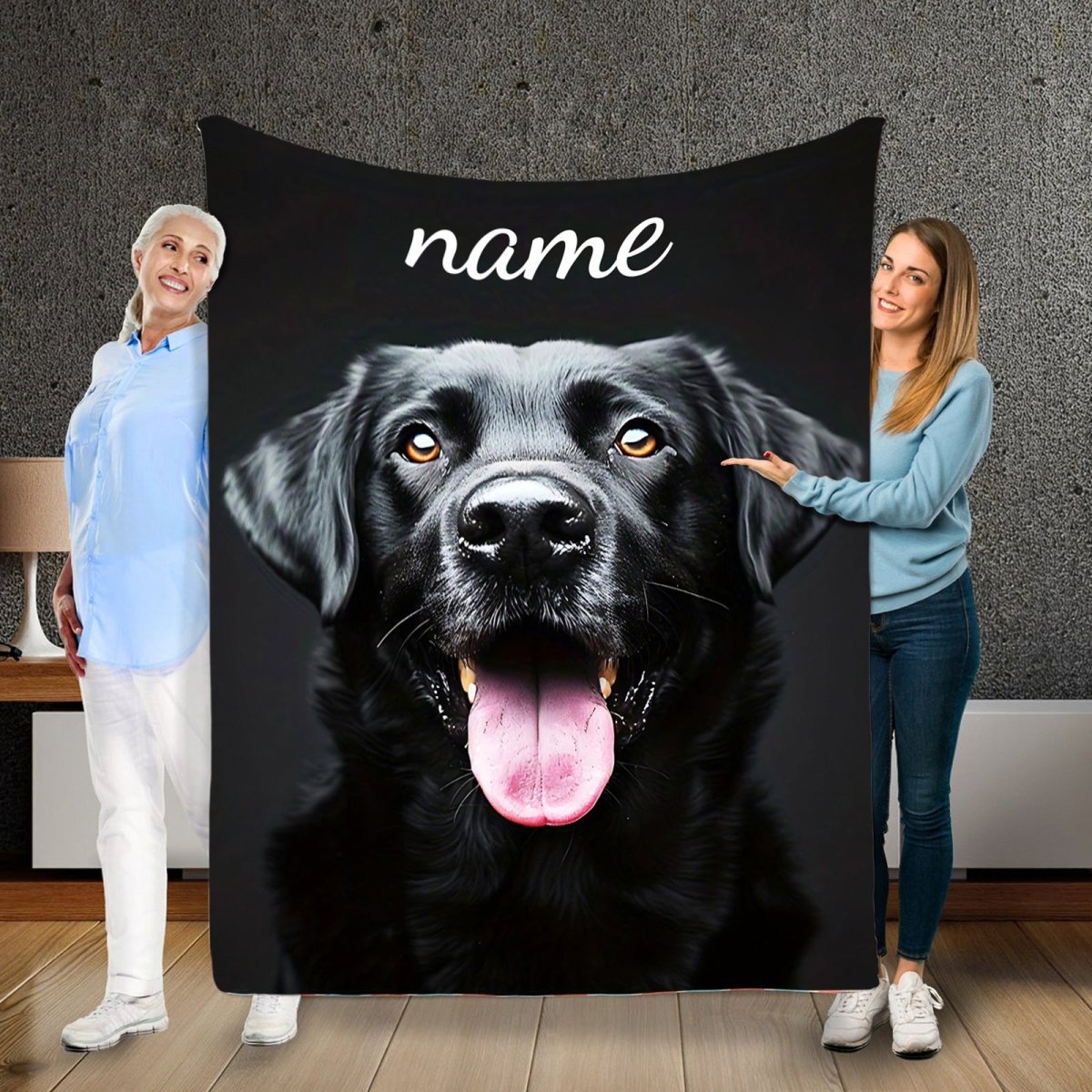 Personalized Black Labrador Retriever Dog Name Custom Photo/Text Option - Plush Fleece Blanket with Labrador Puppy Print, Hypoallergenic All - Season Bedspread, Bed Cover or Couch Throw - 280GSM Heavyweight Polyester (Add Your - Buy That Thang