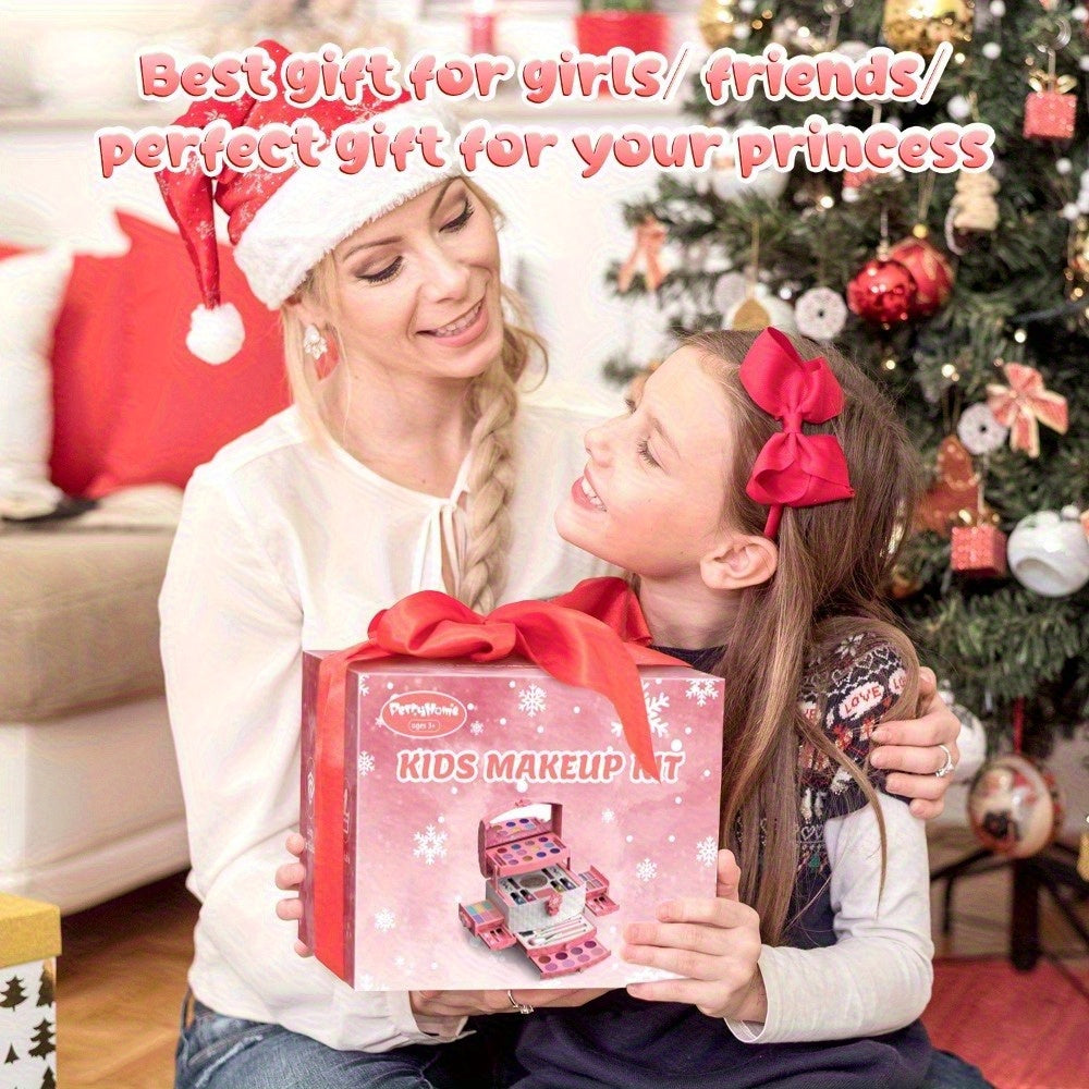 Girls Toys - 56pcs Kids Makeup Gift Box, Set - Non-toxic Washable Pretend Makeup Set with Brushes And Blendable Shades Eyeshadow for Girls Ages 3-12 | Perfect Kids Toys, Birthday Gifts