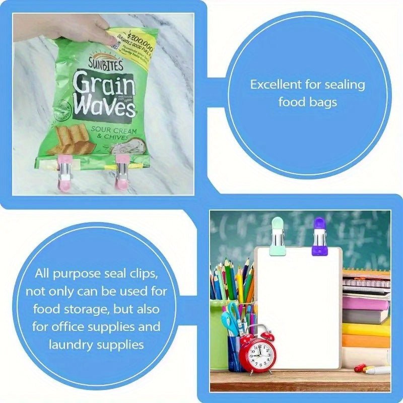 8/ 16pcs chip clip bag clip, food packaging clip with scratch - resistant vinyl coated end, heavy duty metal food clip for food, kitchen clip for bag food, photo folder clip - Buy That Thang