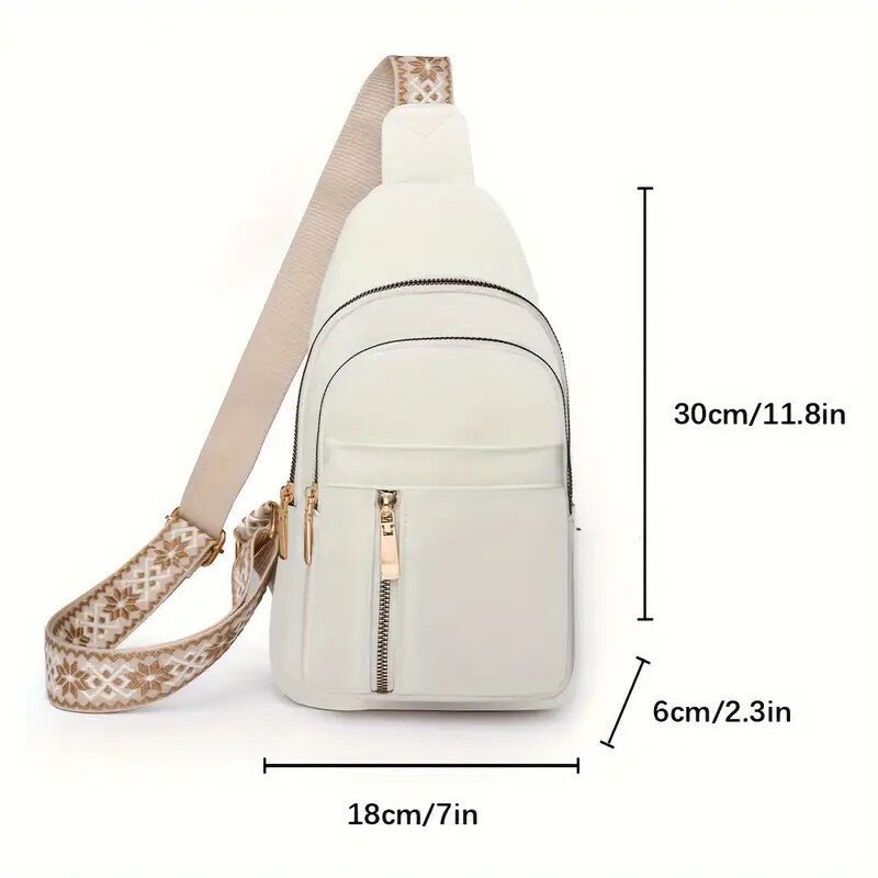 Vintage Style Women's Chest Bag, Non - Waterproof Zippered Shoulder Messenger Bag For Commuting, Crossbody Bag - Buy That Thang