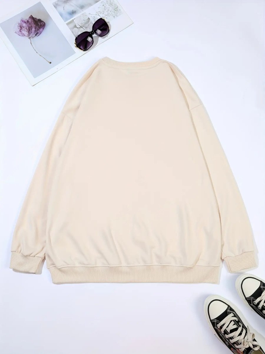 Women's Black Cat Print Sweater Blending Gray - Loose Fit Fall Winter Warm Pullover, Machine Washable Sweater with Rib - Cuff & H - Line Silhouette, Casual Streetwear Sweaters for Layering (Comfortable Loose - Fit Sweater) - Buy That Thang