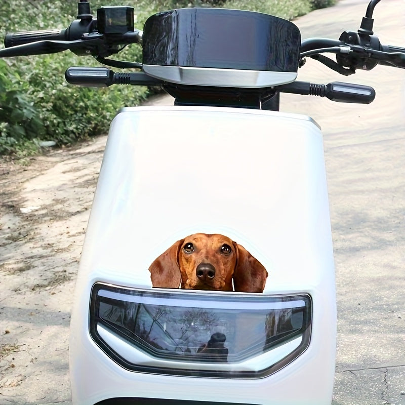 Peeking Dachshund Car Decal Sticker, Realistic Red Dachshund Dog Waterproof Removable Funny Car Window Truck Sticker Vinyl Bumper Sticker Decal, Dog Lover Gift, Dog Gift, Pet Vinyl Stickers