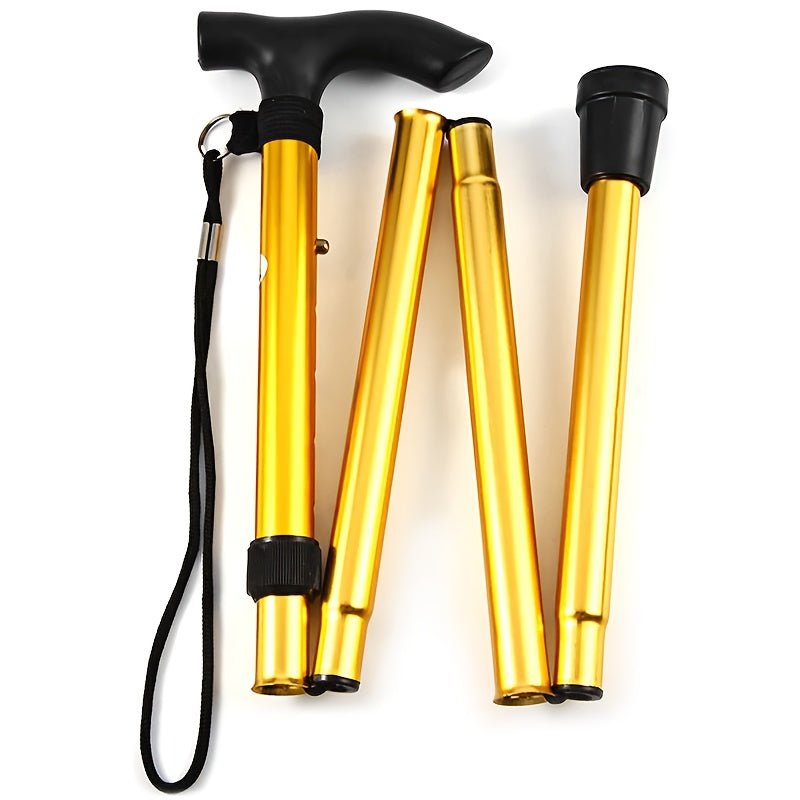 4 - section Ultra Lightweight Adjustable Folding Cane with Rubber Head - A Telescopic Hiking And Mountaineering Stick for The Elderly And Teenagers, Aluminum Alloy Design, Hiking Accessories Cane - Buy That Thang