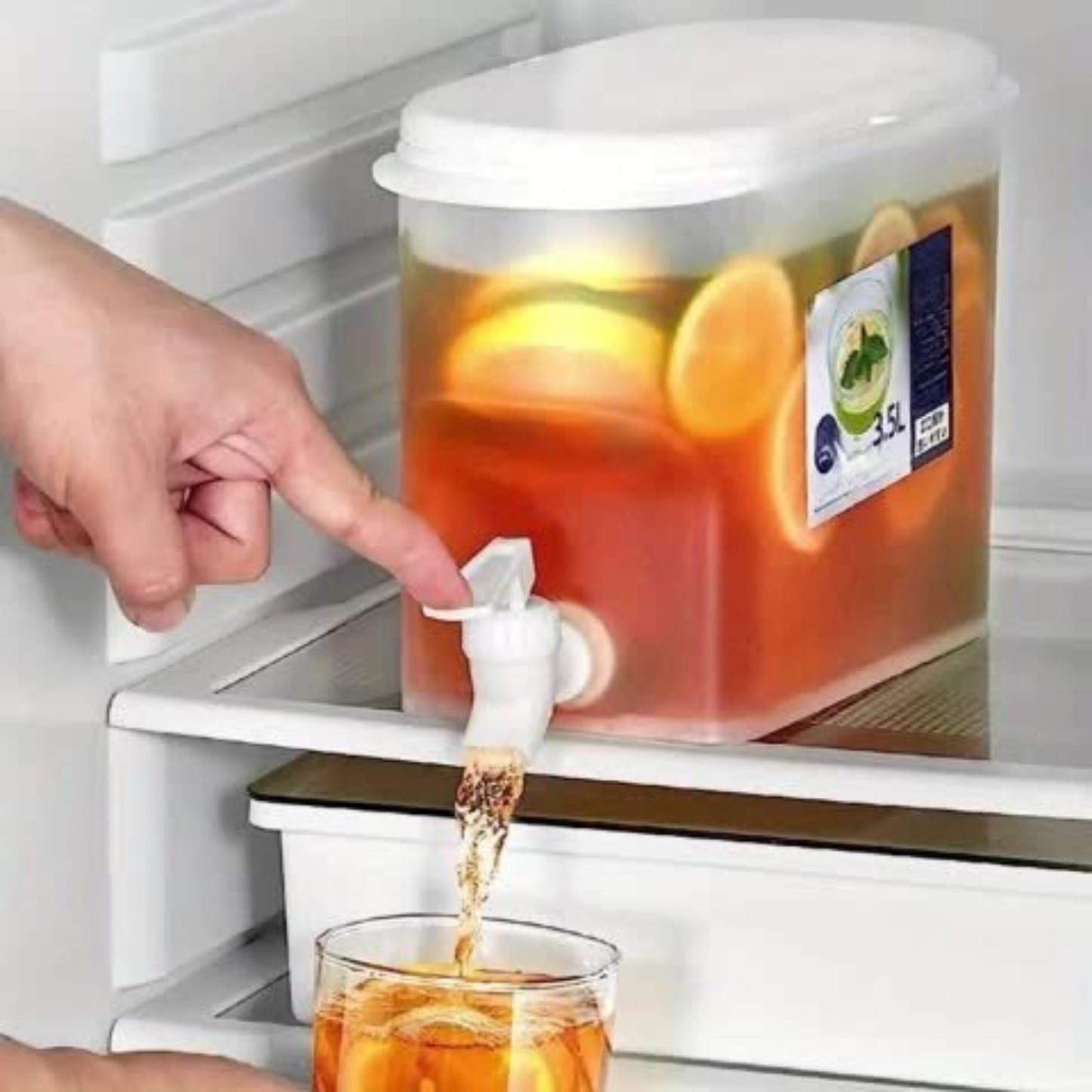 Large Capacity Plastic Kettle Dispenser | 1pc Beverage Dispenser with Tap, Cold Kettle with Faucet in Fridge, Fruit Tea Pot, Lemonade Bottle - Household Supplies