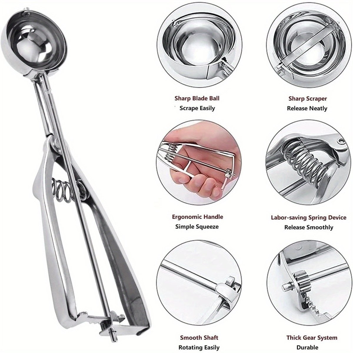 3pcs Cookie Scoops for Baking Include 1 Tbsp/ 2 Tbsp/ 3 Tbsp, Cookie Dough Scoop, Ice Cream Scoop Set, for Cookie, Cupcake, Melon Ball, Meatball, Ice Cream, Halloween And Christmas Kitchen Gifts - Buy That Thang