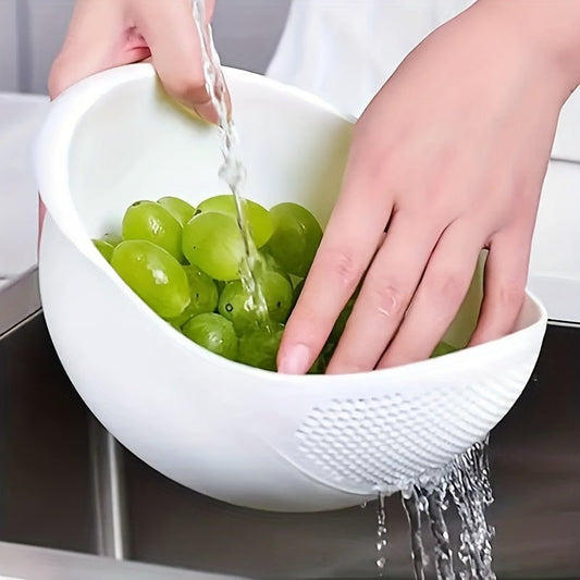 1/2pcs Multi - Functional Rice Washing Basket with Dense Hole Screen - Heavy - Duty Plastic Food - Safe Kitchen Strainer, Collapsible Design & Hanging Holes for Easy Storage, BPA - Free Plastic for Rinsing Rice, Pasta, Vegetables, Fr - Buy That Thang