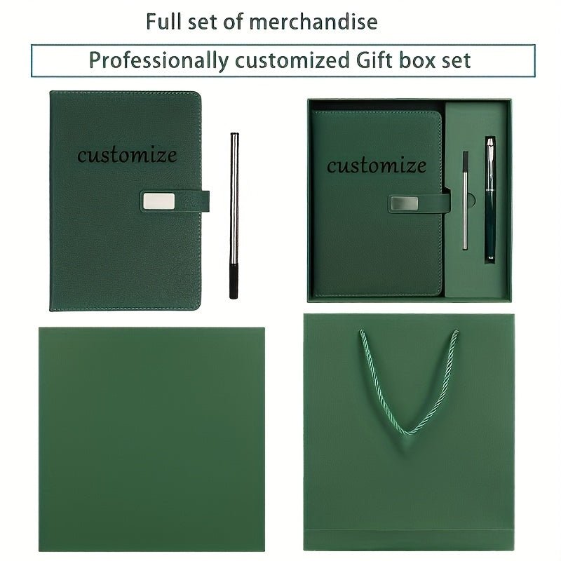 1set Customizable A5 Notebook Gift Set | Premium PU Leather Cover + Metal Pen + Refills | Perfect Gift - Buy That Thang