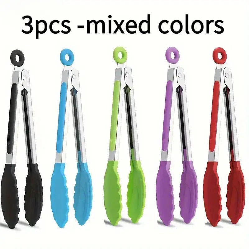 Silicone Clip 3pcs Set - Scratch - Resistant Heat - Resistant Kitchen Clip Turner, BBQ Camping Picnic Tool, Halloween, Cooking Utensils, Family Friend Gift, Kitchen Cooking Utensils - Buy That Thang