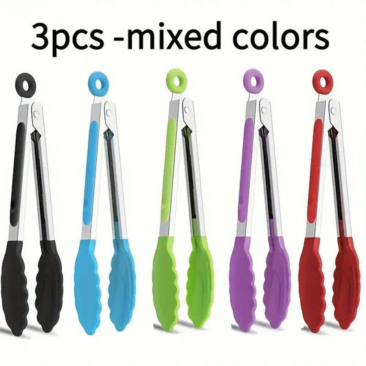 Silicone Clip 3pcs Set - Scratch - Resistant Heat - Resistant Kitchen Clip Turner, BBQ Camping Picnic Tool, Halloween, Cooking Utensils, Family Friend Gift, Kitchen Cooking Utensils - Buy That Thang
