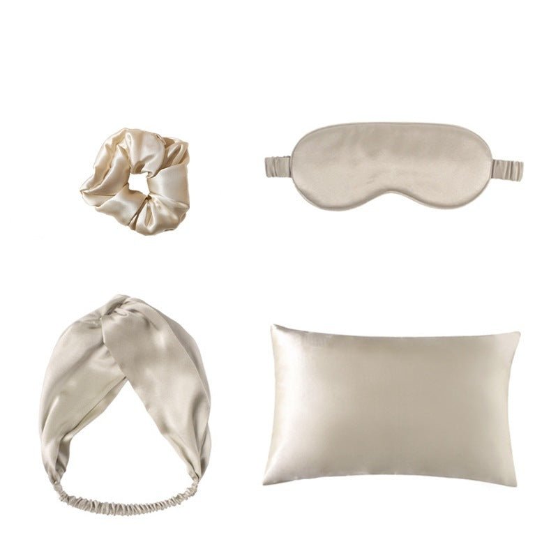 Double - sided Silk Eye Mask Pillowcase Hair Tie Four - piece Set - Buy That Thang