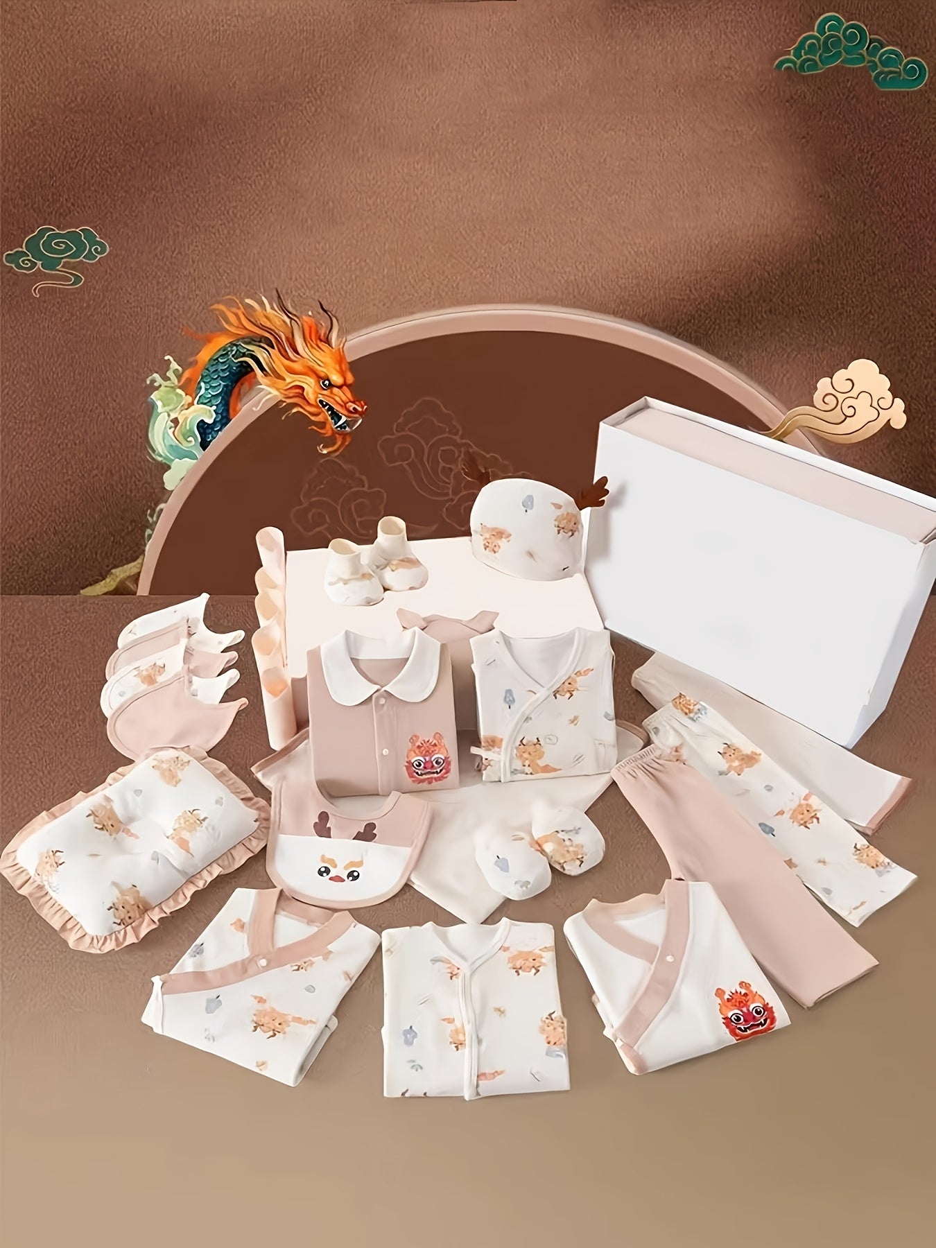 Baby Boy Clothes + Newborn Daily Necessities Complete 20 Set, 3 Sets Of Clothes + Hat + Bib + Pillow + Hand And Foot Covers + Bibs, Baby Full Moon Autumn Long Sleeve Suit Jumpsuit, Local Warehouse, Baby Shower Gifts, Newborn