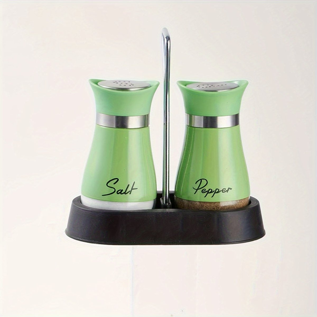 (1 Stand + 2 Bottles) A Set of Salt And Pepper Shakers, Shaker Bottles. Salt And Pepper Containers with a Glass Base, Featuring a Stable Stand, Suitable for Kitchen Tools, Cooking Tables, Rvs, Camping, Barbecues, And Seasonin - Buy That Thang