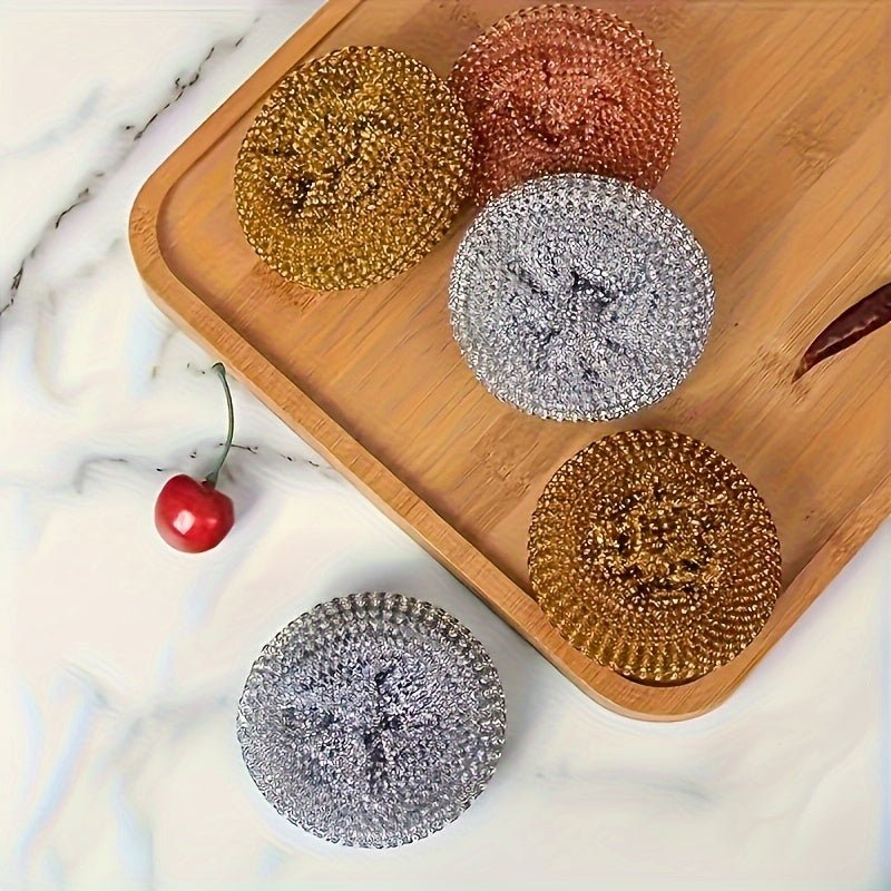 1pc Stainless Steel Cleaning Brush - Ergonomic Handle, Reusable Scrubbing Ball for Cookware, Kitchen, Bathroom, Floor and Outdoor Use, Durable Plastic and Metal Bristles, No Electricity Required, Multifunctional Scrubbing Bal - Buy That Thang