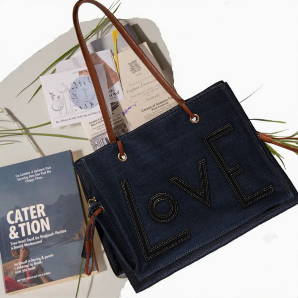 Retro Women's Denim Letter Tote Material Shoulder Bag  Shoulder & top-handle Bag  Casual  Handbags