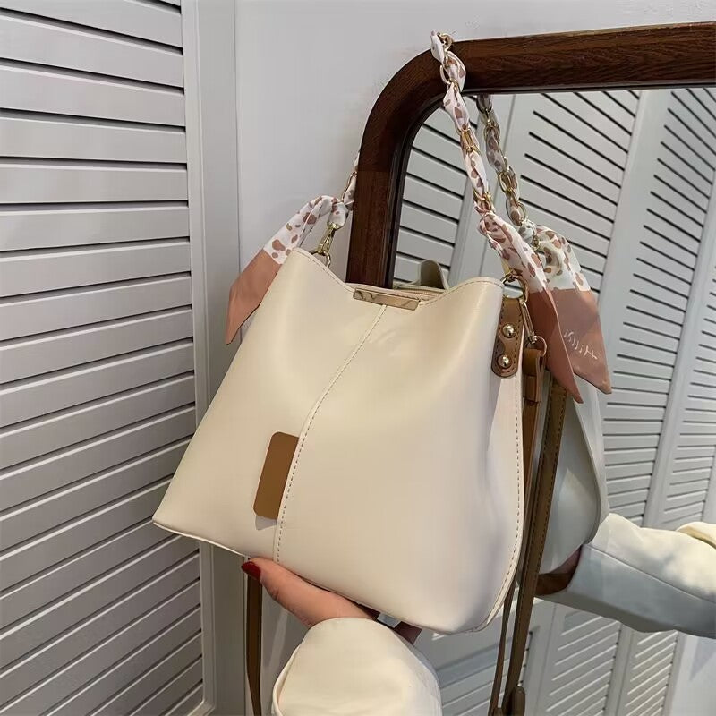 Large Capacity Women's Solid Tote One Shoulder Crossbody Bag