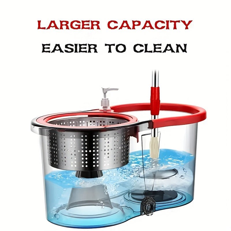 4 - in - 1 Spin Mop and Bucket Set with 4 Mop Heads, 360° Spin Mop Kit with 2 Microfiber Mop Heads, Spinning Mop Bucket System for Floor Cleaning - Ideal for Living Room, Bedroom, Bathroom, Kitchen, and Toilet, Mop Bucket System - Buy That Thang