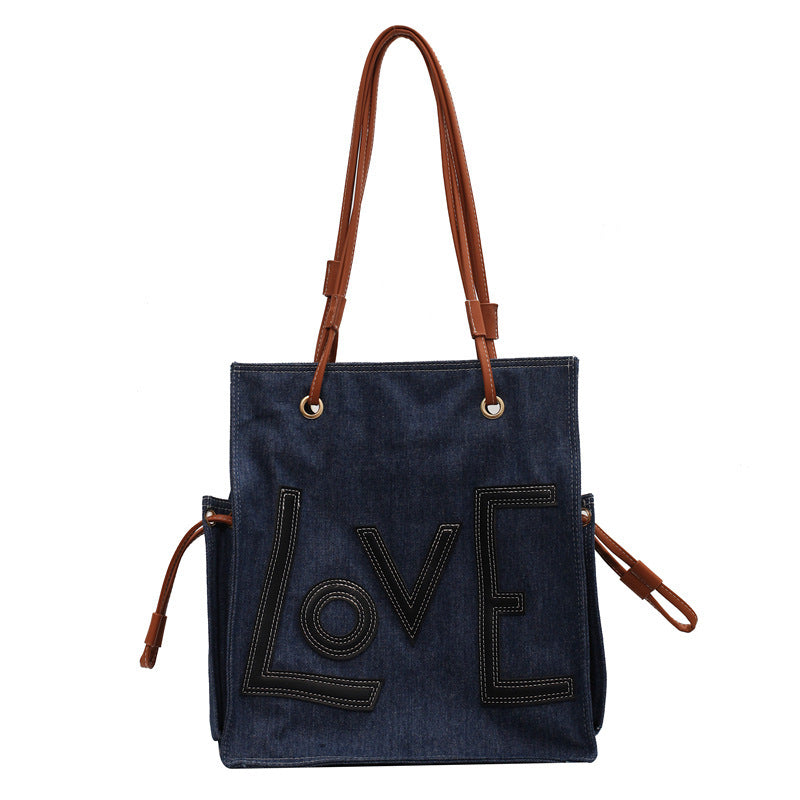 Retro Women's Denim Letter Tote Material Shoulder Bag  Shoulder & top-handle Bag  Casual  Handbags