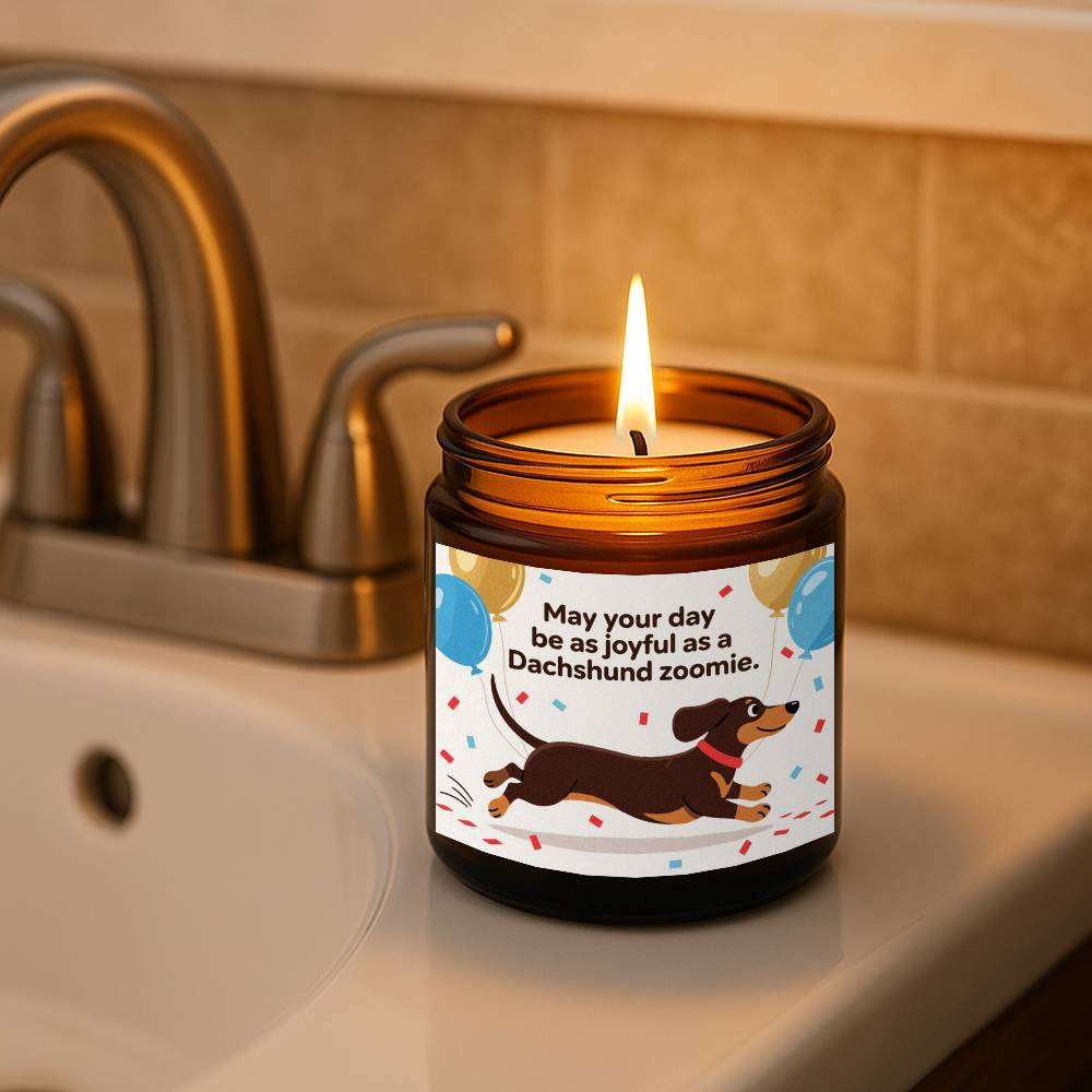 Dachshund Scented Candle - Lavender with Dachshund Dog in Glass Jar, Long - Burning Wax for 12+ Hours, Funny Pet Lover Gift for Dachshund Owners (Christmas, Valentine's Day) - Home & Bathroom Decor Suitable for Dachshund Parent - Buy That Thang