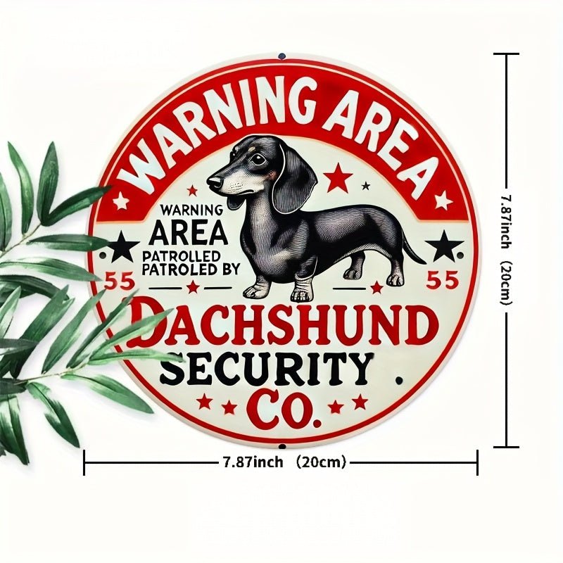 2D Flat, 1pc, 2D flat printing Metal Iron Sign Decoration - Retro "Be Careful with Sausage Dogs" Metal Sign - 8x8 inch Decorative Wall Art Plaque with Red Border, Playful Sausage Dog Silhouette, and Star Ornament, Suitable for - Buy That Thang