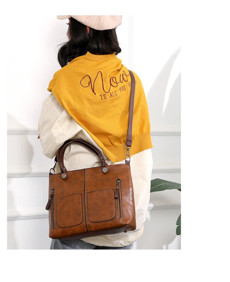 Women's  Retro Tote Bag Simple Crossbody Bag