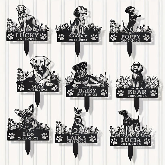 1pc Customizable Pet Memorial Garden Stake, Metal Dog Tribute Sign for Outdoor Funeral, Durable Iron Art Grave Marker, Uncharged, with Personalized Name & Year, for Golden Retriever, Labrador, Shepherd, Poodle, Dachshund, Bea - Buy That Thang