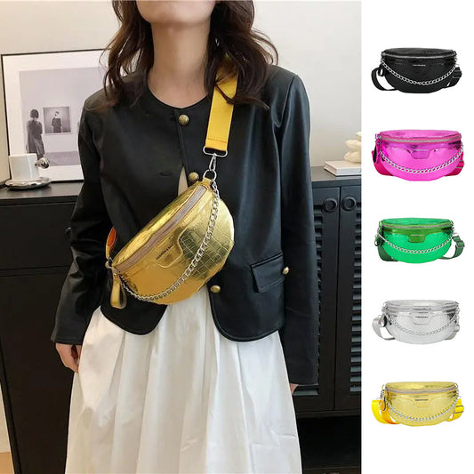 Metallic Crossbody Women Chest Bag One-shoulder Messenger Bag
