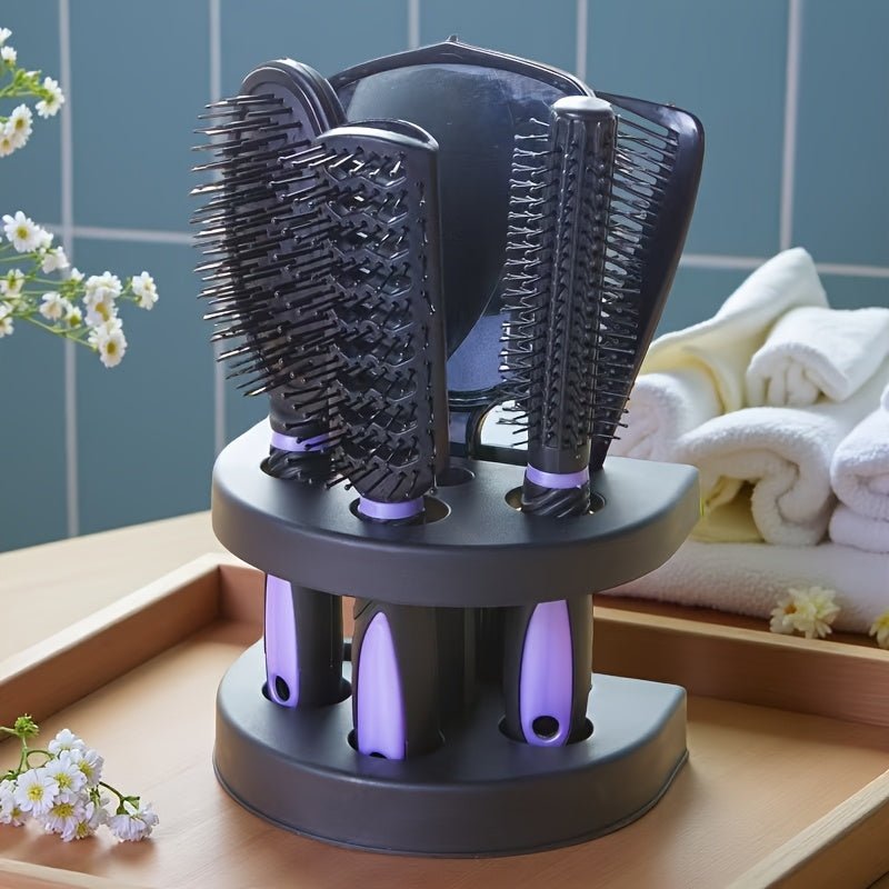 5pcs/Set Hairdressing Brush Holder Set, Hair Styling Brush With Mirror, Hairdressing Comb For All Hair Types - Buy That Thang