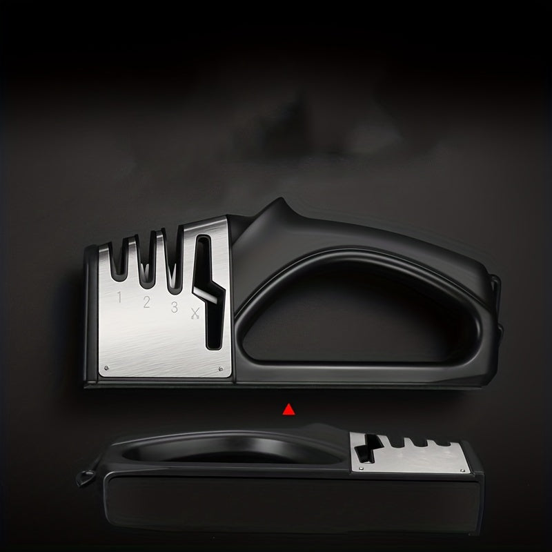 1pc, 4 Stage Handheld Knife Sharpener with Non-Slip Base - Quick Sharpening Tool for Kitchen Knives