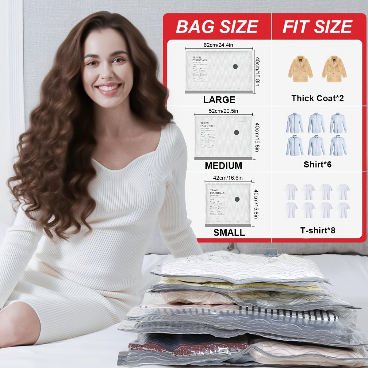 Electric Pump Set with 6/9/12/15 Travel Vacuum Storage Bags, Saving 75% of Space for Travel Packing, Designed in Three Sizes Specifically for Suitcases, Featuring an Upgraded Wide Opening for Easy Packing And Unpacking - Buy That Thang