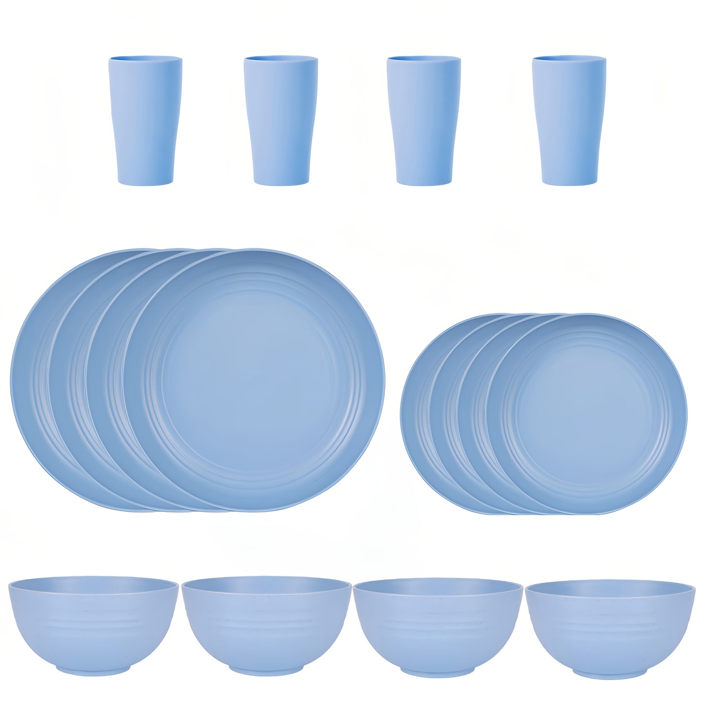 16/32pcs Kitchen Wheat Straw Large Size Dinnerware Set, For 4/8, Unbreakable Modern Dish Set Dinner Plate/Dessert Plate/Cereal Bowl/Cup, Dishwasher Safe, Lightweight Tableware, Camping And Everyday Use, Gifts For Men/Women/Ch