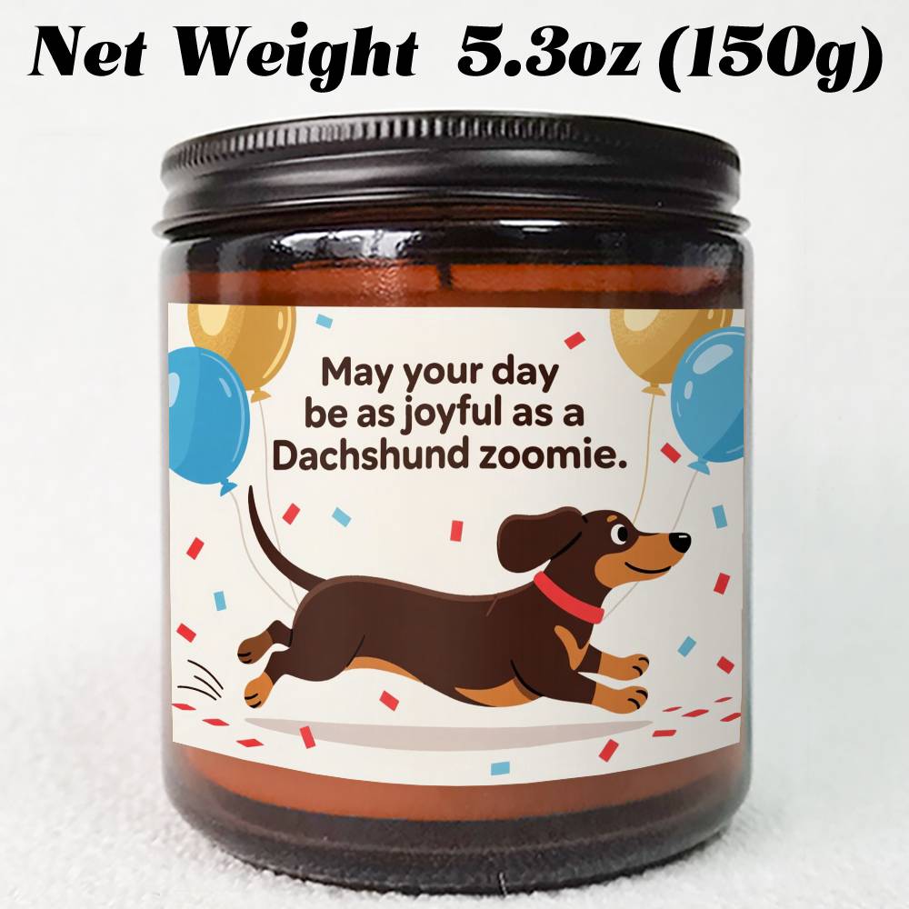 Dachshund Scented Candle - Lavender with Dachshund Dog in Glass Jar, Long - Burning Wax for 12+ Hours, Funny Pet Lover Gift for Dachshund Owners (Christmas, Valentine's Day) - Home & Bathroom Decor Suitable for Dachshund Parent - Buy That Thang