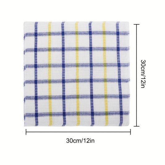 [Super Absorbent Dishcloths] 15pcs Super Absorbent Kitchen Dishcloths | Quick - Drying, Lint - Free, for Dishwashing, Countertops, Bathroom - Multi - Purpose Household Cleaning Towels (12/Box), Dish Drying, Checkered Pattern, Soft - Buy That Thang
